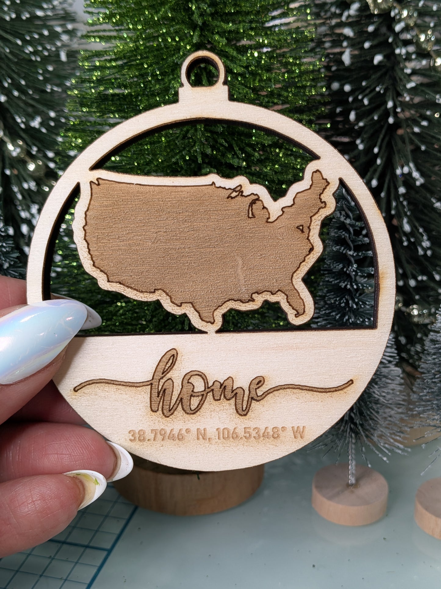 USA Wooden Christmas Ornament | Laser Engraved