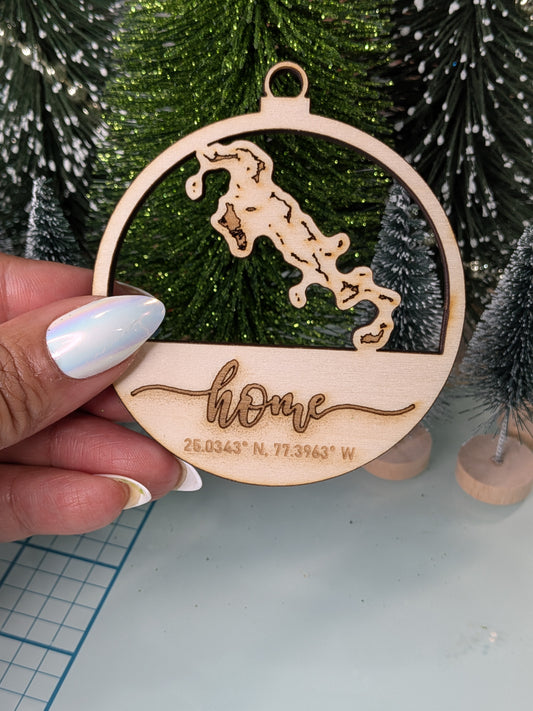 Bahamas Wooden Christmas Ornament | Laser Engraved