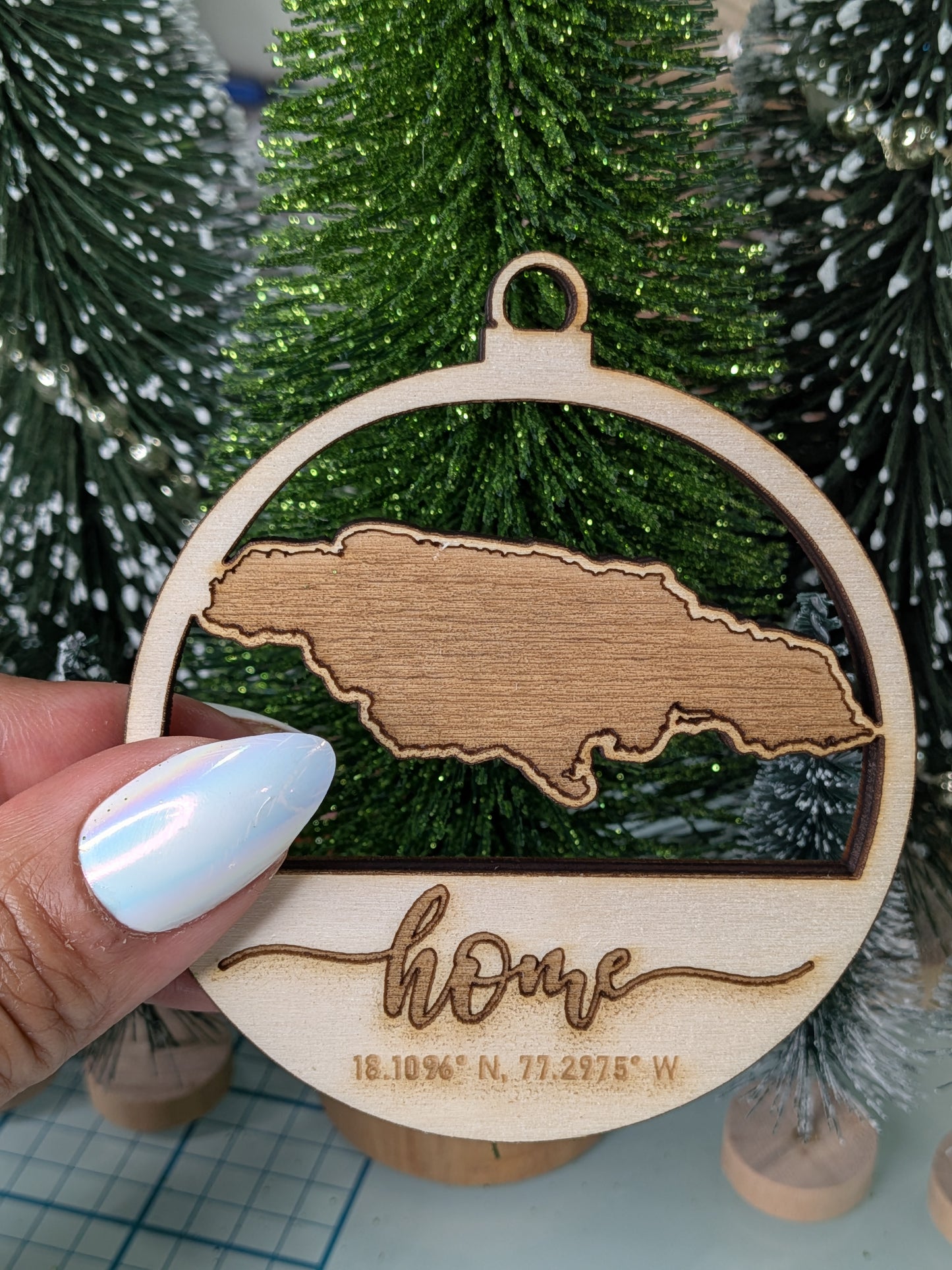 Jamaica Wooden Christmas Ornament | Laser Engraved