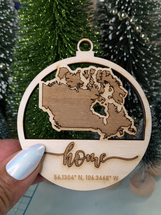 Canada Wooden Christmas Ornament | Laser Engraved