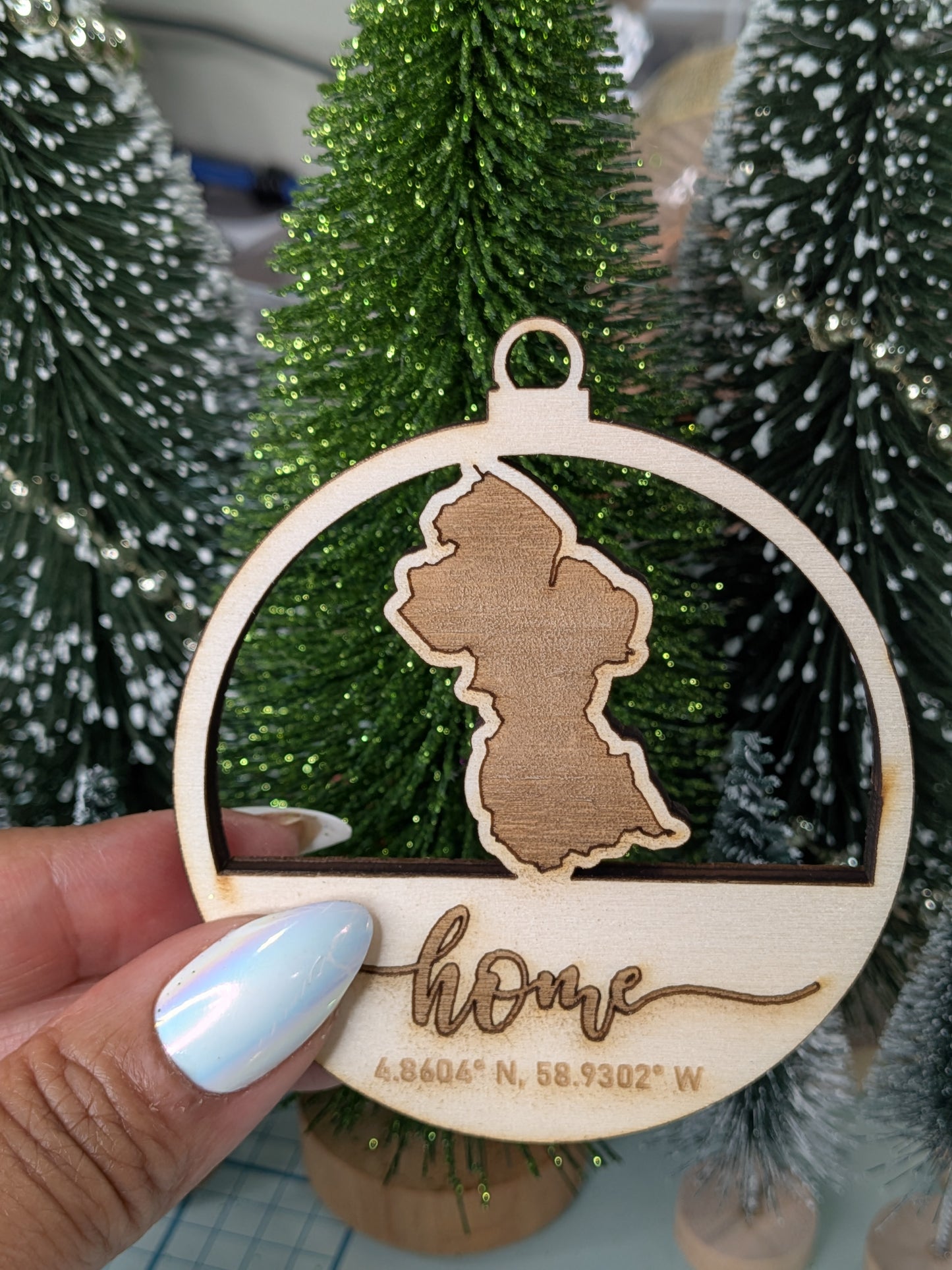 Guyana Wooden Christmas Ornament | Laser Engraved