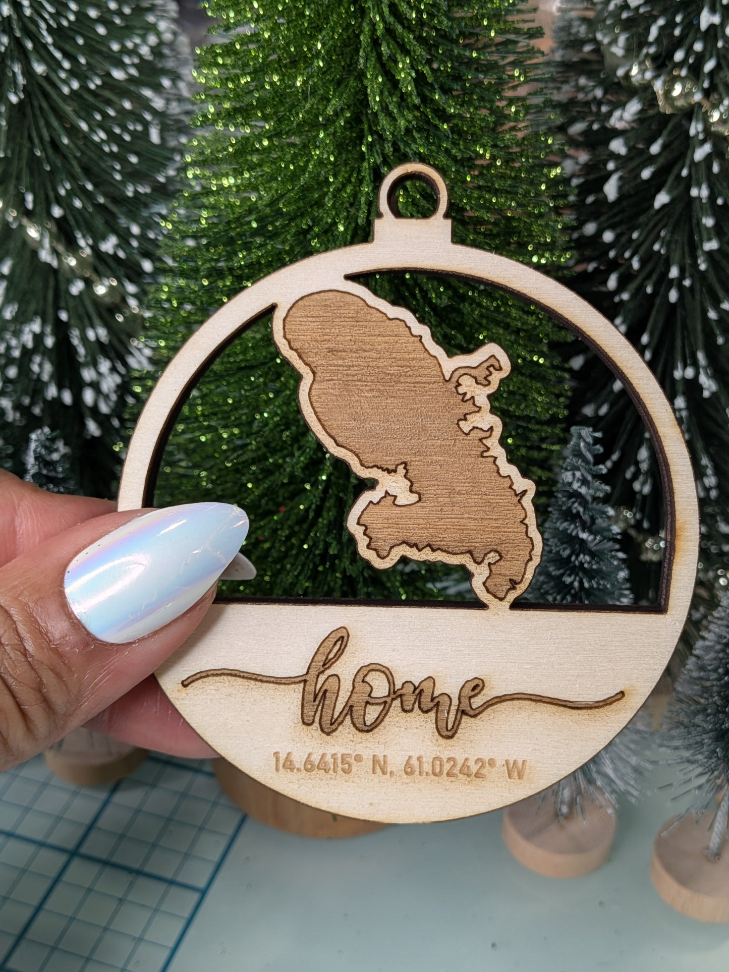 Martinique Wooden Christmas Ornament | Laser Engraved