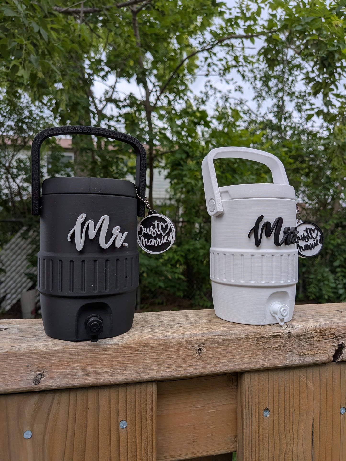 Mr. & Mrs. Wedding Mini Koozie with Matching Tab Opener
