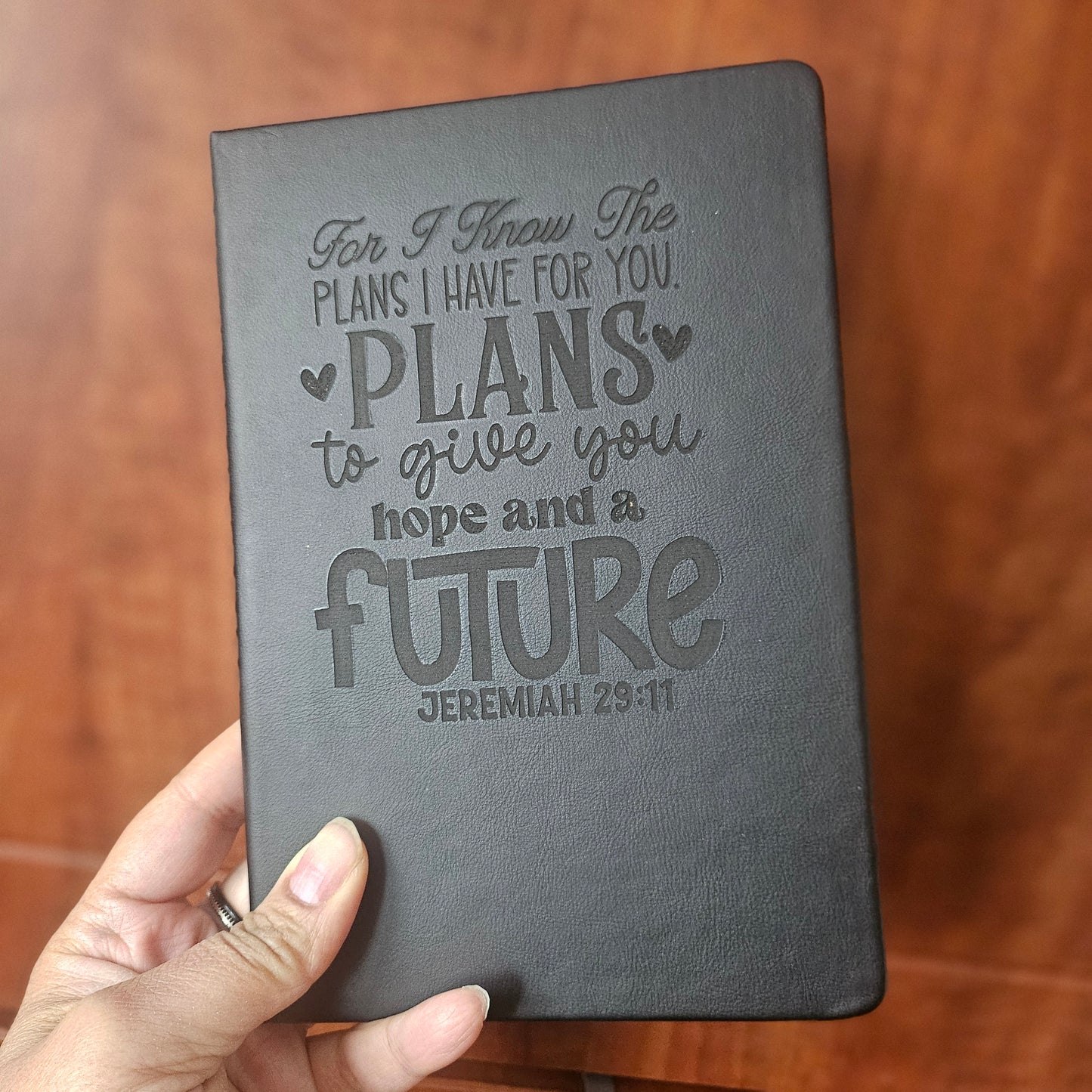 Custom Engraved Faux Leather Notebook