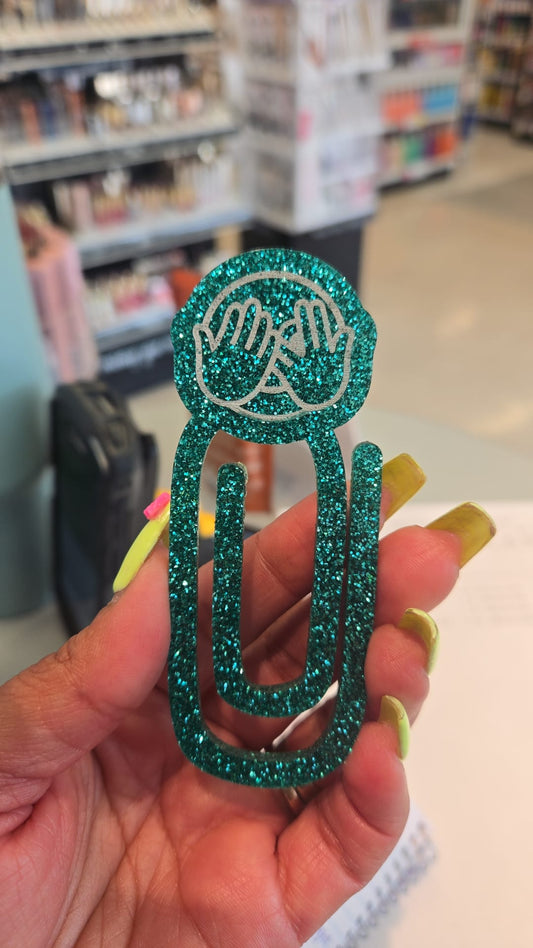 Teacher Glitter Acrylic Paperclip Bookmark