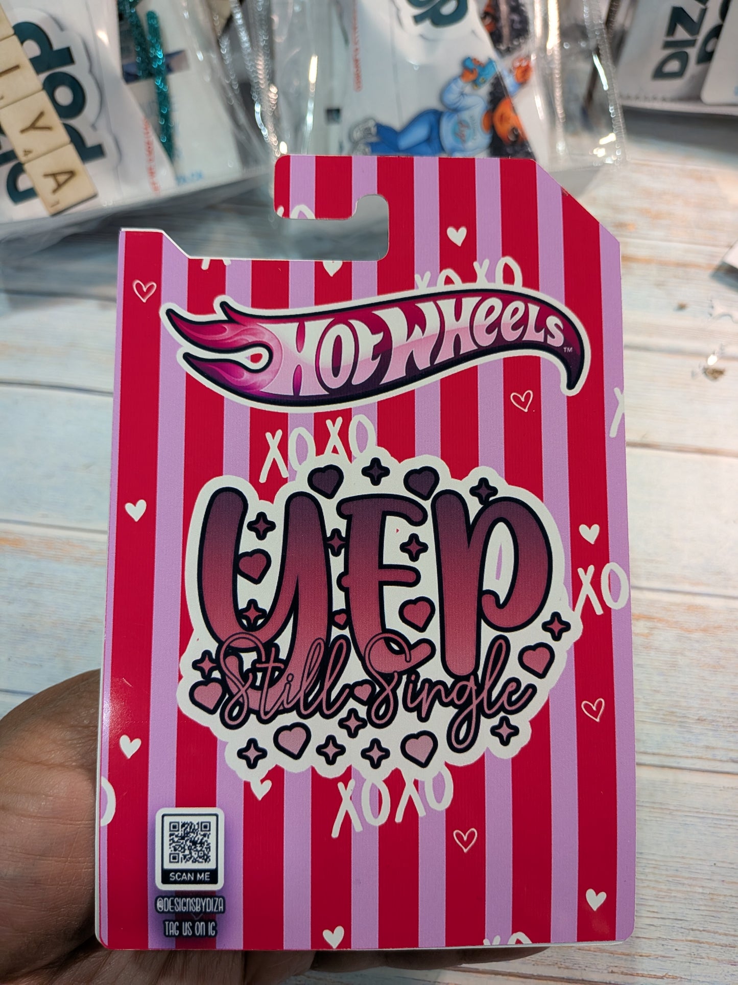 Mini Car Backers – Valentine Toy Car Favour Cards for Her