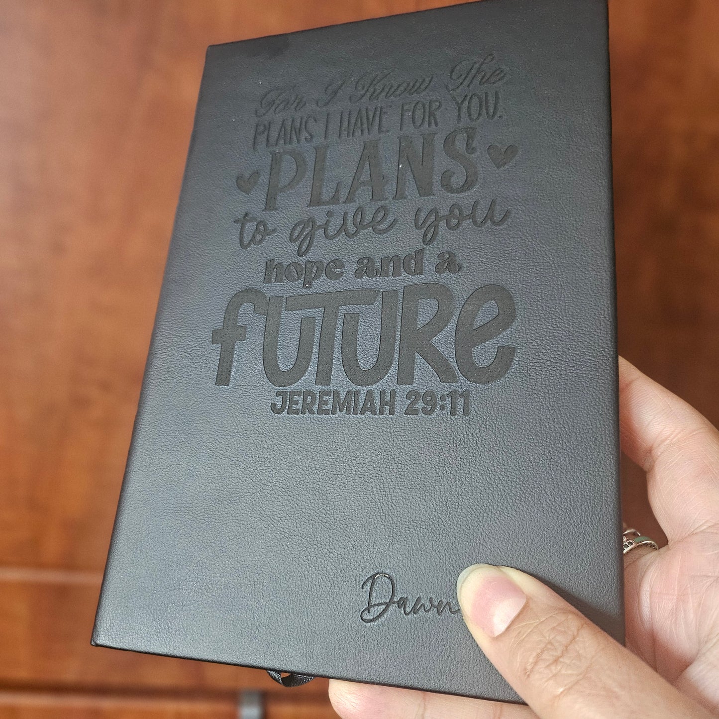 Custom Engraved Faux Leather Notebook