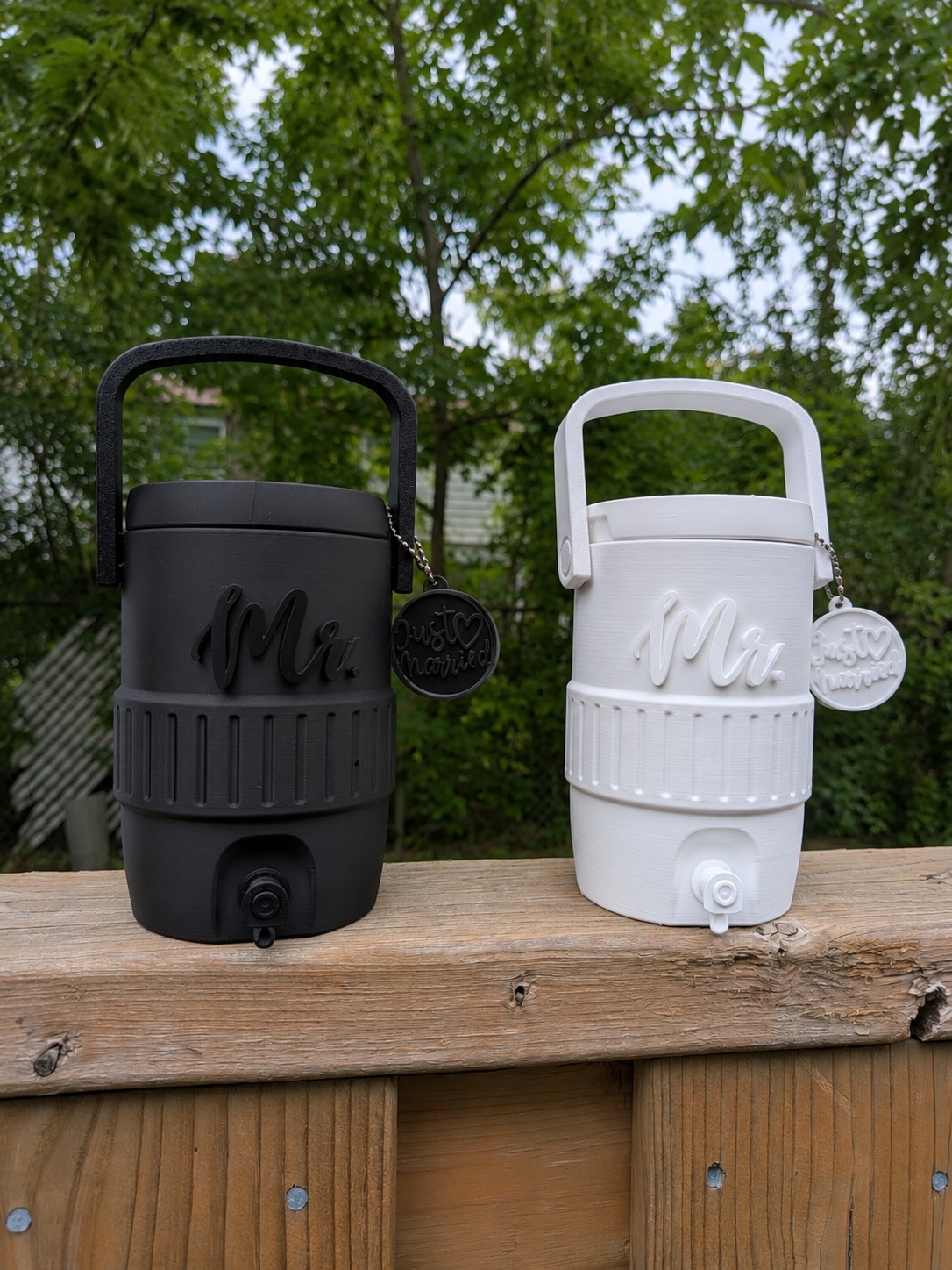 Mr. & Mrs. Wedding Mini Koozie with Matching Tab Opener