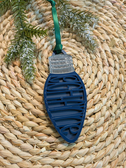 Personalized Christmas Light Bulb Name Ornament