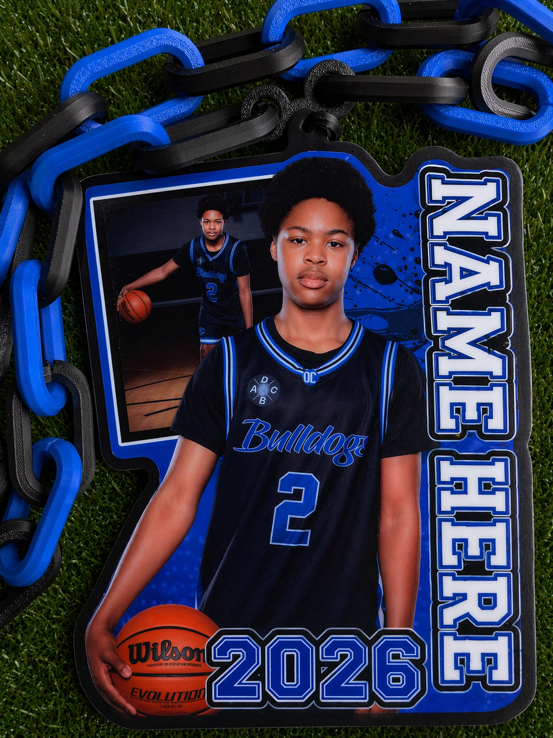 Custom Sports Photo Chain – 2 Photos Personalized Athlete Statement Necklace