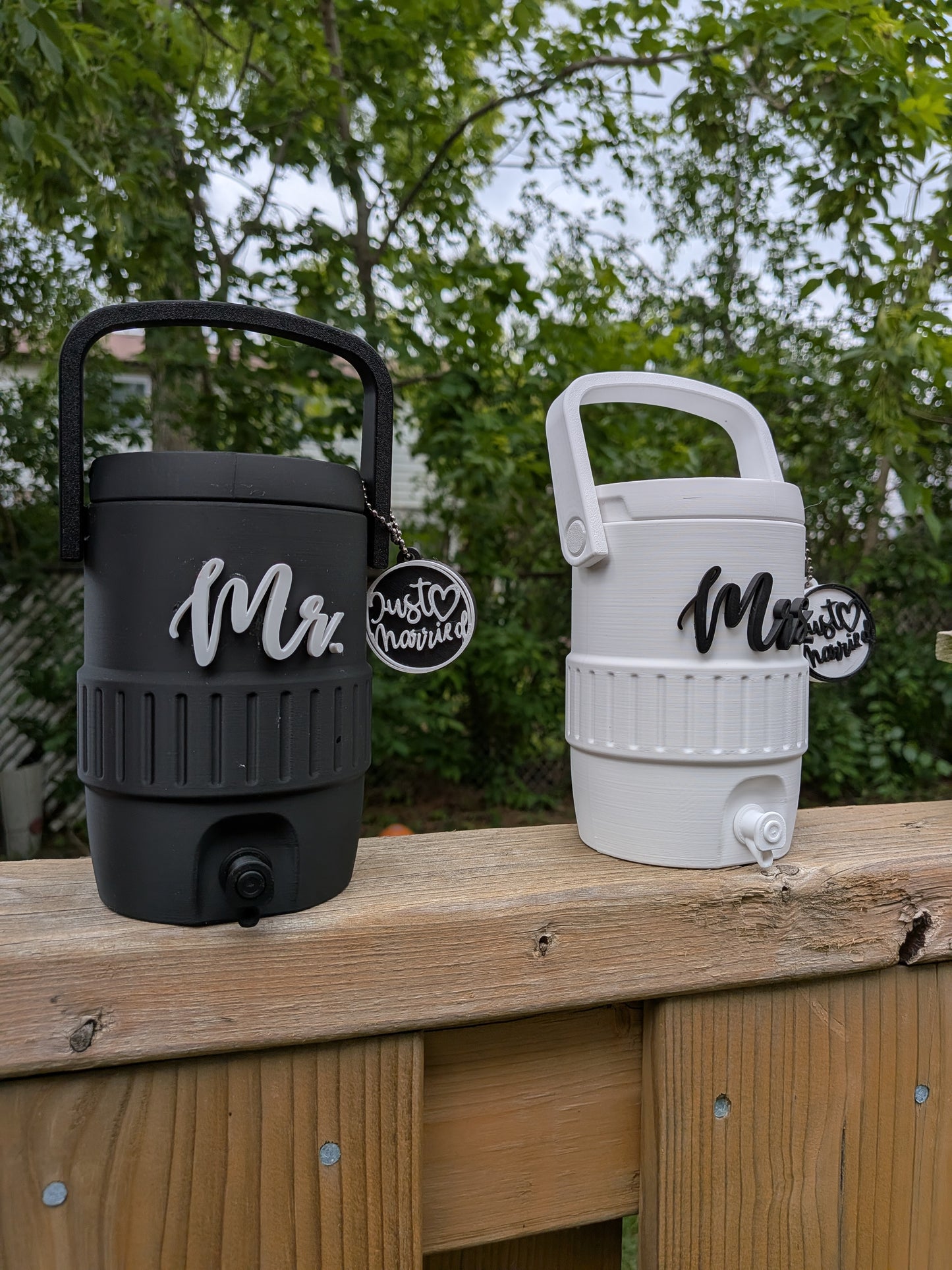 Mr. & Mrs. Wedding Mini Koozie with Matching Tab Opener