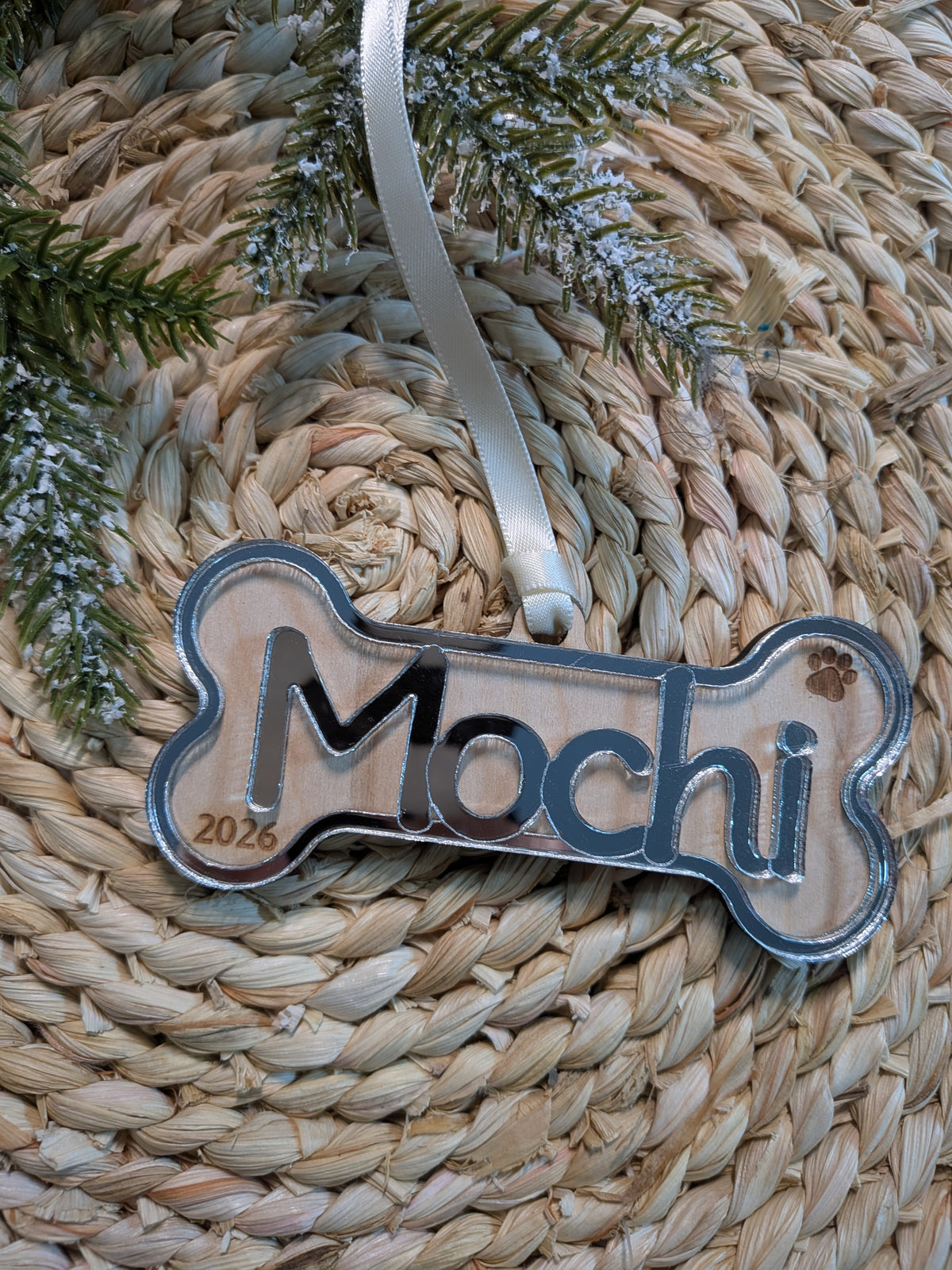 Personalized Dog Bone Name Christmas Ornament